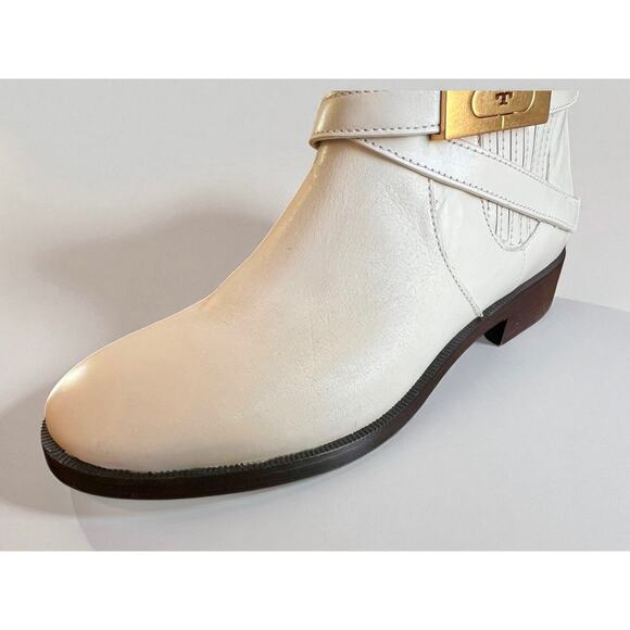 Tory Burch T-Hardware Chelsea Dulce De Leche Cream Ivory Leather Boots size 8 - Picture 4 of 13